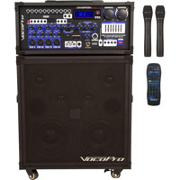 

VocoPro CHAMPION-REC 9 200W 4-Channel Multi-Format Portable PA System with Built-In Digital Recorder, Includes 2x UHF Handheld Microphones