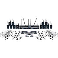 

VocoPro Digital-Play-12 12-Channel UHF Digital Wireless System, Includes 3x Digital-Quad Receivers, 12x Bodypack Transmitters, 12x Headset Mics and 12x Lavalier Mics, 900MHz