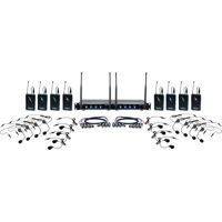 

VocoPro Digital-Play-8 8-Channel UHF Digital Wireless System, Includes 2x Digital-Quad Receivers, 8x Bodypack Transmitters, 8x Headset Mics and 8x Lavalier Mics, 900MHz