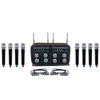 

VocoPro MIB-QUAD-8 8-Channel Wireless Handheld Microphone System with 2x Receivers, 8x Handheld Microphones