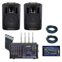 

VocoPro PA-PRO TRIO 900W Professional P.A. Mixer Package, Includes SDR-3 Digital SD Recorder, 4x UHF Wireless Mics/Modules, 2x VX-12 Speakers