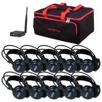 

VocoPro SilentSymphony-Learn 10 Station STEREO UHF Wireless Listening Center, Includes Transmitter, 10x STEREO Wireless Headphones