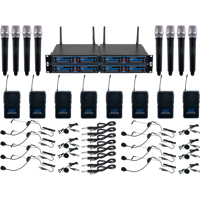 

VocoPro UDH-8-Ultra Eight-Channel UHF System for Handheld Mics, Bodypack with Headsets &Lav Mics