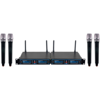 

VocoPro UDH-CHOIR 4 Four Channel UHF/DSP Hybrid Handheld Wireless Microphone Package, Includes 2x Receiver, 4x Microphone