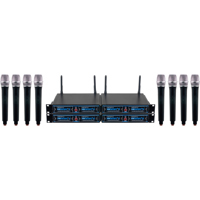 

VocoPro UDH-CHOIR-8 Eight Channel UHF/DSP Hybrid Handheld Wireless Microphone Package, Includes 4x Receiver, 8x Microphone