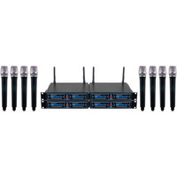 

VocoPro UDH-CHOIR 8 Eight Channel UHF/DSP Hybrid Handheld Wireless Microphone System in a Bag, Includes 4x Receiver, 8x Microphone, 900MHz Band