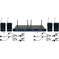 

VocoPro UDH-PLAY 4 Four Channel UHF/DSP Hybrid Bodypack Wireless Microphone System in a Bag, Includes 2x UDH Dual Receivers, 4x UDH Bodypack Transmitters, 4x Headset Microphones, 4x Lapel Microphones, 900MHz Band