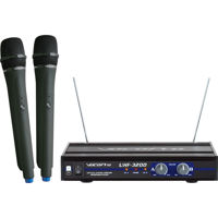 

VocoPro UHF-3200 Dual Channel Wireless Microphone System with Receiver & 2x Handheld Microphones, 9E/9F: 913.3/916.3 MHz Frequency