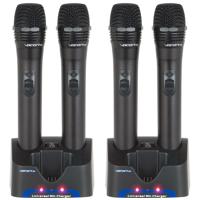

VocoPro 4x UHF Handheld Rechargeable Microphones with 2x Charging Stations, QRST Frequency