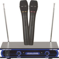 

VocoPro VHF-3005 Dual Channel VHF Wireless Microphone System, Frequency A (213.74 MHz) & B (185.80 MHz)