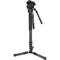 

VariZoom Chikenfoot Carbon Fiber 4-Section Monopod with Fluid Head and Fold-Down Tripod Foot - Supports 25 lbs, Fluid Head 10 lbs, Tilting