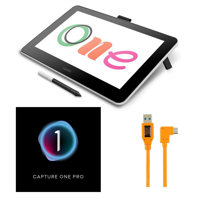 

Wacom One 13.3" Creative Pen Display, Flint White Bundle with Capture One Pro Photo Editing Software, USB 3.0 Type A to USB-C Cable