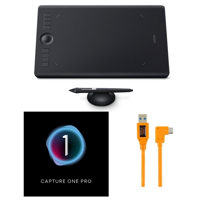 

Wacom Intuos Pro Creative Pen Tablet, Medium, Black Bundle with Capture One Pro Photo Editing Software, USB 3.0 Type A to USB-C Cable