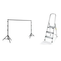 

Westcott Background Support System with 2 Stands, Cross Bar & Bag - Bundle With Polder 3-Step Ultralight Step Stool