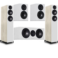 

Wharfedale Diamond 12.4 Dual 6.5" 2.5-Way Tower Floor Standing Speaker, Pair, Light Oak - Bundle With 12.0 4" 2-Way Bookshelf Speaker, Pair White, 12.C Dual 5" 2-Way Center Channel Speaker Pair White