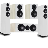 

Wharfedale Diamond 12.4 Dual 6.5" 2.5-Way Tower Floor Standing Speaker, Pair, White - Bundle With 12.0 4" 2-Way Bookshelf Speaker Pair Light Oak, 12.C Dual 5" 2-Way Channel Speaker Pair Light Oak