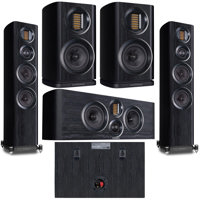 

Wharfedale EVO4.1 5" 2-Way Bookshelf Speakers, Pair, Black Ash - Bundle With 3-Way Center Channel Speaker Black Ash, Surround Channel Speakers Pair Black Ash, 3-Way Floorstanding Speakers Black Ash