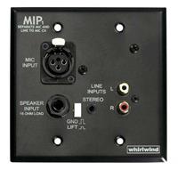 

Whirlwind MIP1 2-Gang Media Input Plate, XLR / 3.5mm TRS / Dual RCA / 1/4" Speaker Inputs, Balanced Screw Terminal/Ground Lift Output, Black