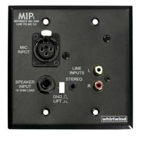 

Whirlwind MIP1 2-Gang Media Input Plate, XLR / 3.5mm TRS / Dual RCA / 1/4" Speaker Inputs, Balanced Screw Terminal/Ground Lift Output, Black