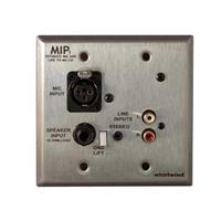 

Whirlwind MIP1 2-Gang Media Input Plate, XLR / 3.5mm TRS / Dual RCA / 1/4" Speaker Inputs, Balanced Screw Terminal/Ground Lift Output, Brushed Stainless Steel