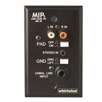 

Whirlwind MIP2 1-Gang Media Input Plate, 3.5mm TRS / Dual RCA / 1/4" Speaker Inputs, Balanced Screw Terminal/Ground Lift Output, Pad, Black