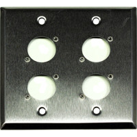 

Whirlwind WP2/4NDH Wall Mounting Plate, 2 Gang, Punched for 4 Neutrik D XLRs, Stainless Steel
