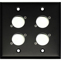 

Whirlwind WP2B/4H Wall Mounting Plate, 2 Gang, Punched for 4 XLRs, Black