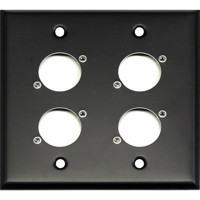 

Whirlwind WP2B/4NDH Wall Mounting Plate, 2 Gang, Punched for 4 Neutrik D XLRs, Black