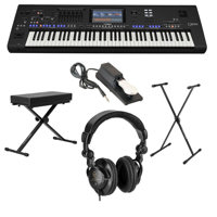 

Yamaha Genos 76-Key Flagship Arranger Workstation Keyboard - Bundle With Ultimate Medium X-Style Keyboard Bench, H&A Studio Monitor Headphones, Ultimate X-Style Stand, On-Stage Keyboard Sustain Pedal