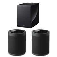 

Yamaha MusicCast SUB 100 8" 130W Wireless Subwoofer, Piano Black - With 2 Pack Yamaha WX-021 MusicCast 20 Wireless Speaker, Black