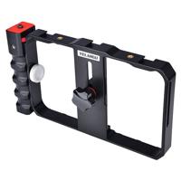 

YELANGU PC02 Smartphone Video Camera Cage with 3x Cold Shoe, Black and Red
