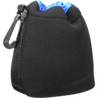 

Zing Drawstring Lens Pouch Small - Black with Blue Top Hem (4.9" long/3.75"diameter)