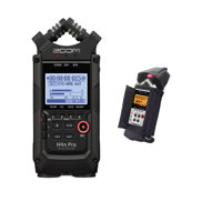 

Zoom H4n Pro 4-Input/4-Track Portable Handy Recorder with Onboard X/Y Mic Capsule, All Black - With Porta Brace AR-ZH4 Audio Recorder Case for Zoom H4 Recorder