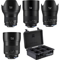 

Zeiss Milvus 2.8/21, Milvus 2/35, Milvus 1.4/50 and Milvus 1.4/85 ZF.2 Lenses for Nikon with Transport Case & Gears