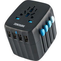 

Zendure Passport Global Travel Plug Adapter with Auto-Resetting Fuse, Black