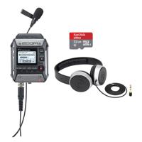 

Zoom F1 Field Recorder with Lavalier Microphone - Bundle With 32GB Micro SDHC Card, Samson SR450 Closed-Back On-Ear Studio Headphones