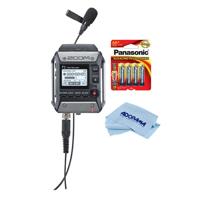 

Zoom F1 Field Recorder with Lavalier Microphone - Bundle With 4 Pack AA Alakline Battery, Microfiber Cloth