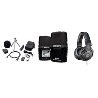 

Zoom H2N Handy Recorder with Five Built-in Mic Capsules, -Bundle With Audio-Technica ATH-M30x Professional Monitor Headphone, H2N Accessory Package Consists of Remote Control, Cable, Windscreen, USB AC Adapter, USB Cable, Tripod Stand, Case and Mic Clip A