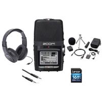 

Zoom H2N Handy Recorder with Five Built-in Mic Capsules, - Bundle With 16GB SDHC Card, Zoom H2N Accessory Package, Samson SR350 Over-Ear Stereo Headphones, 3.5mm to 3.5mm Stereo Output Cable