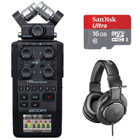

Zoom H6 All Black Handy Recorder Bundle with Headphones and 16GB Memory Card