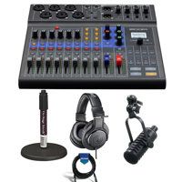 

Zoom LiveTrak L-8 Portable 8-Channel Digital Mixer and Multitrack Recorder - Bundle With MXL BCD-1 End Address Dynamic Mic, On-Stage DS7200B Desktop Mic Stand, A-T ATH-M20x Pro Monitor Headphones, Cable