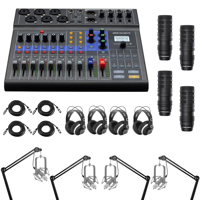 

Zoom LiveTrak L-8 Portable 8-Channel Mixer and Multitrack Recorder - Bundle With 4x AT BP40 Dynamic Broadcast Mic, 4x AT ATH-M20x Pro Monitor Headphones, 4x Marantz Pod Pack 1 USB Mic W/Cable, Cables