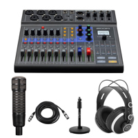 

Zoom LiveTrak L-8 Portable 8-Channel Mixer and Multitrack Recorder - Bundle With Electro-Voice RE320 Variable-D Dynamic Microphone, AT TH-M20x Pro Monitor Headphones, H&A Tabletop Mic Stand, Cable