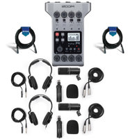 

Zoom PodTrak P4 Podcast Recorder - Bundle With 2 Pack Zoom ZDM-1 Podcast Microphone Pack, 2 Pack 20' Heavy Duty 7mm Rubber XLR Microphone Cable