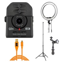 

Zoom Q2n-4K Handy Video Recorder - Pro Live Streaming Kit, Includes 19" Led Ring Light + Stand + 15' Cable