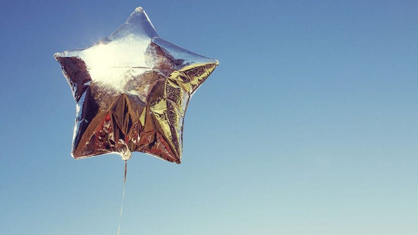 silver mylar balloon