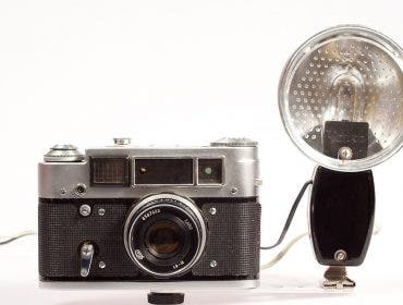 vintage camera with flash
