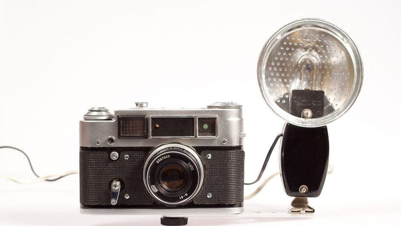 vintage camera with flash