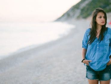 girl walking on the beach