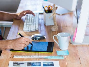 Businessman working with digitizer